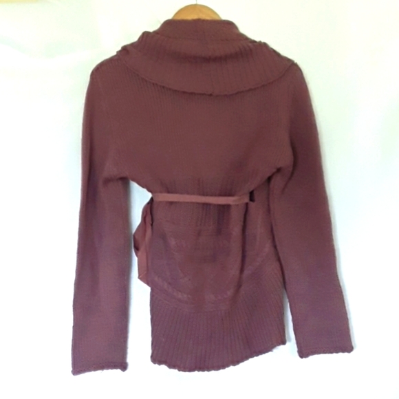 Downeast Basics Purple Plum Sweater Cardigan Large Cocoon Tie Wrap Large - Picture 5 of 6